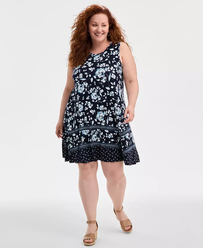 

Платье без рукавов с принтом Plus Size на бретелях Style & Co, синий