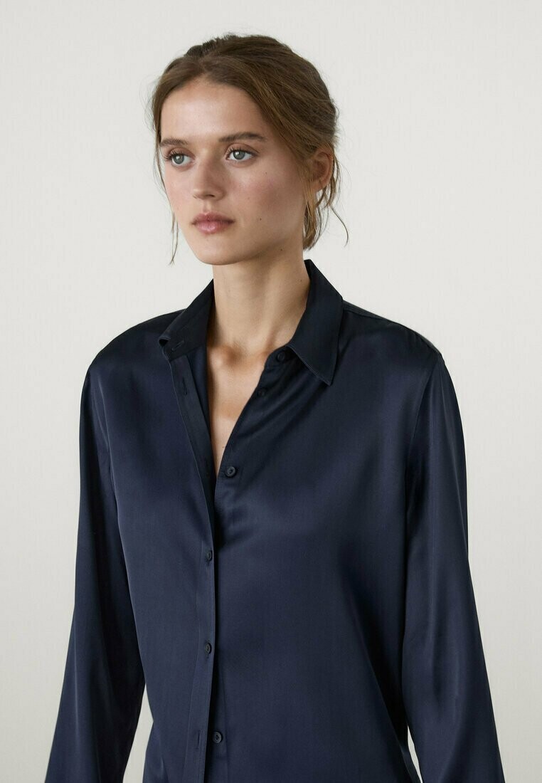 

Рубашка-блузка PLAIN WITH LONG SLEEVES Massimo Dutti, темно-синий