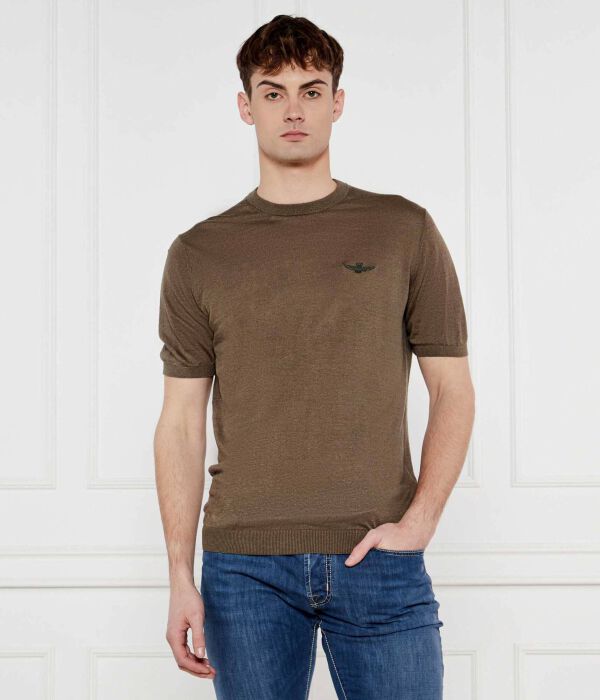

Льняной свитер Regular fit Aeronautica Militare, хаки