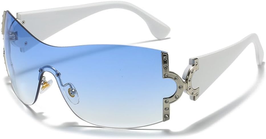 

Цельные солнцезащитные очки большого размера для женщин, роскошные солнцезащитные очки обтекаемой формы для мужчин, модные очки с защитой от УФ-излучения UV400 generic, Blue