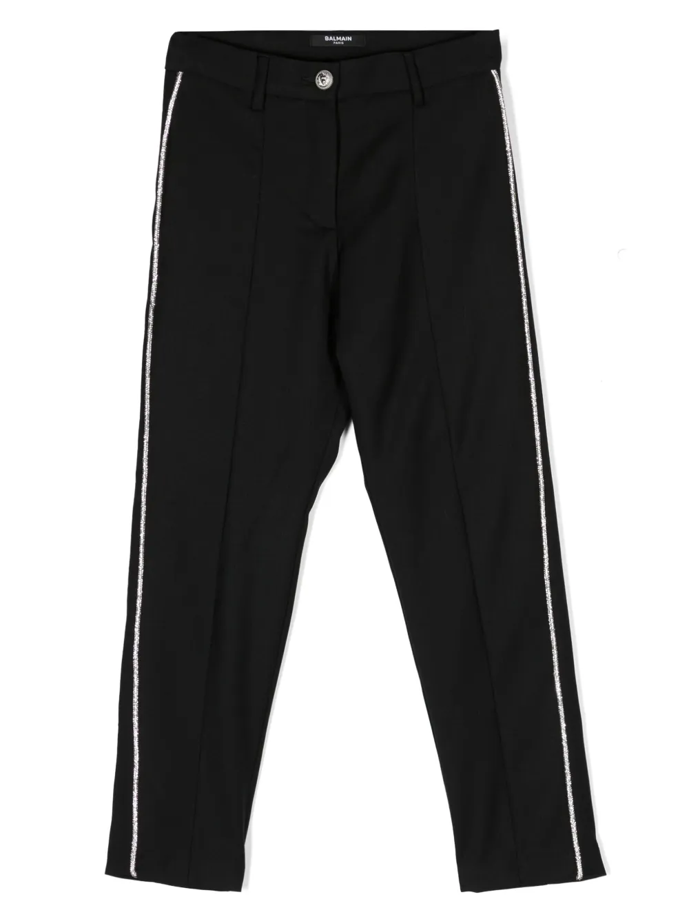 

Зауженные брюки с кристаллами Balmain Kids, черный