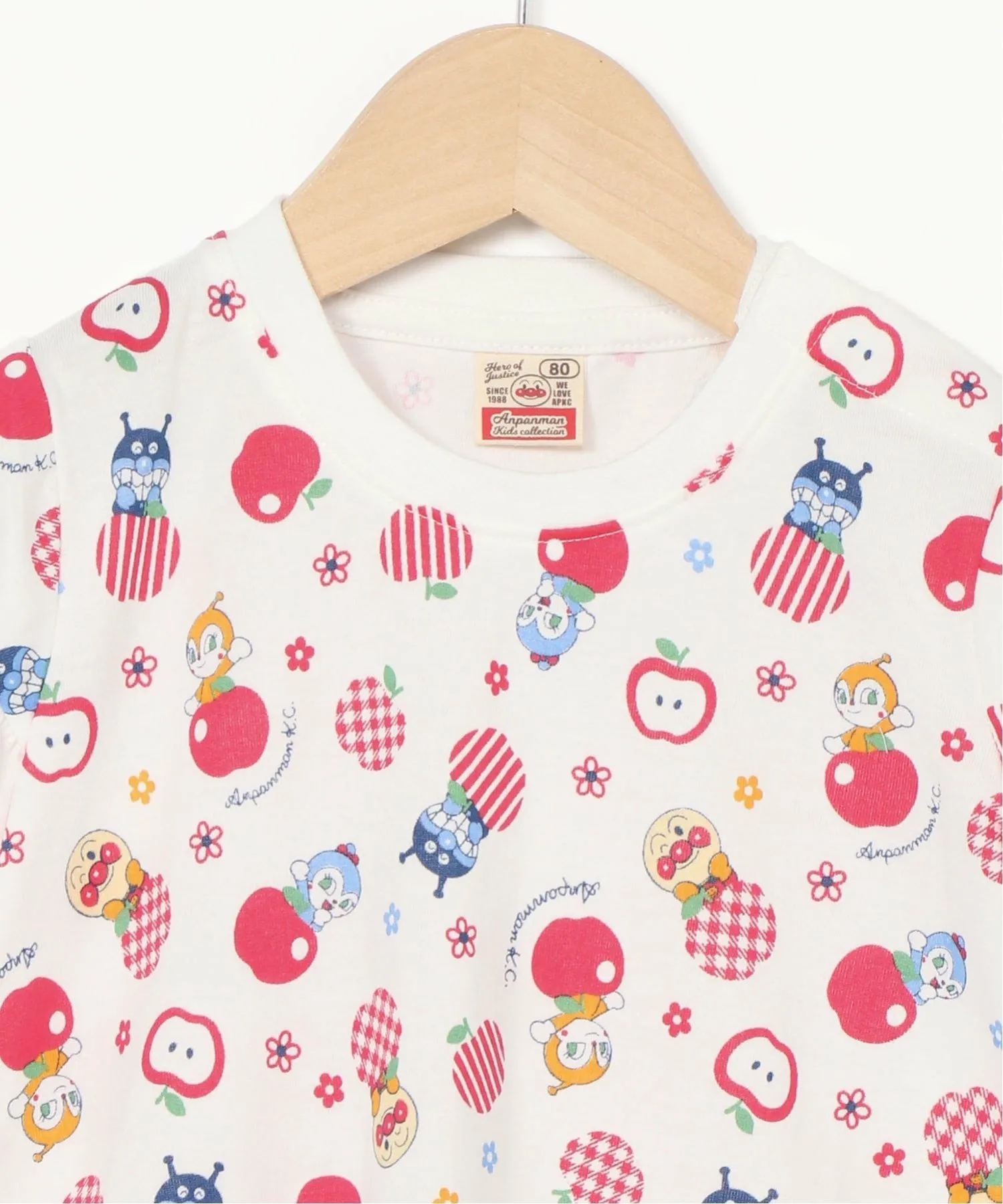 Детская коллекция ANPANMAN / (K) Платье с принтом в виде яблок Anpanman Kids Collection, Off-white — фото 4