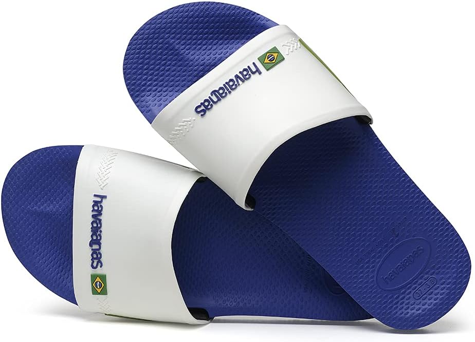 Сандалии Havaianas Slide Brazil унисекс, белый/синий — фото 4