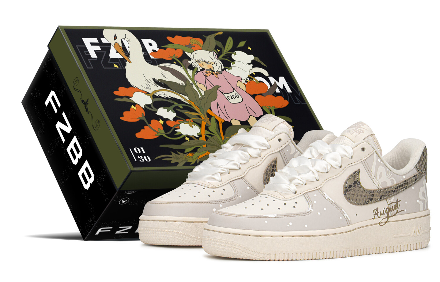 

Кроссовки Nike Air Force 1 Skateboard Shoes Women's Low-Top Beige White