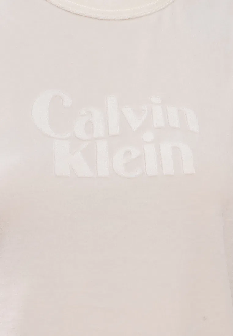 Футболка, слим, с тисненым логотипом, Calvin Klein Jeans, белый — фото 3