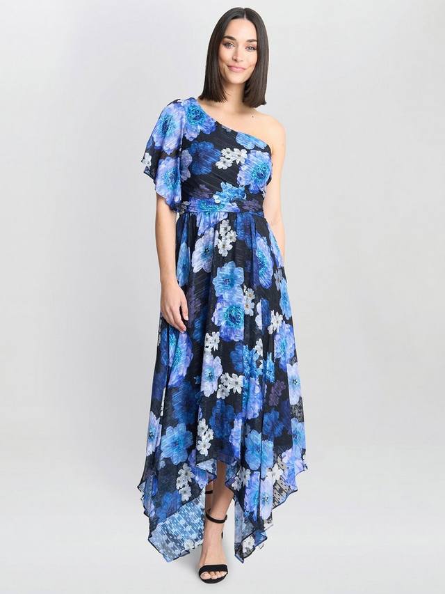 

Асимметричное платье в цветочек от брианы Gina Bacconi, цвет Black/Royal Blue