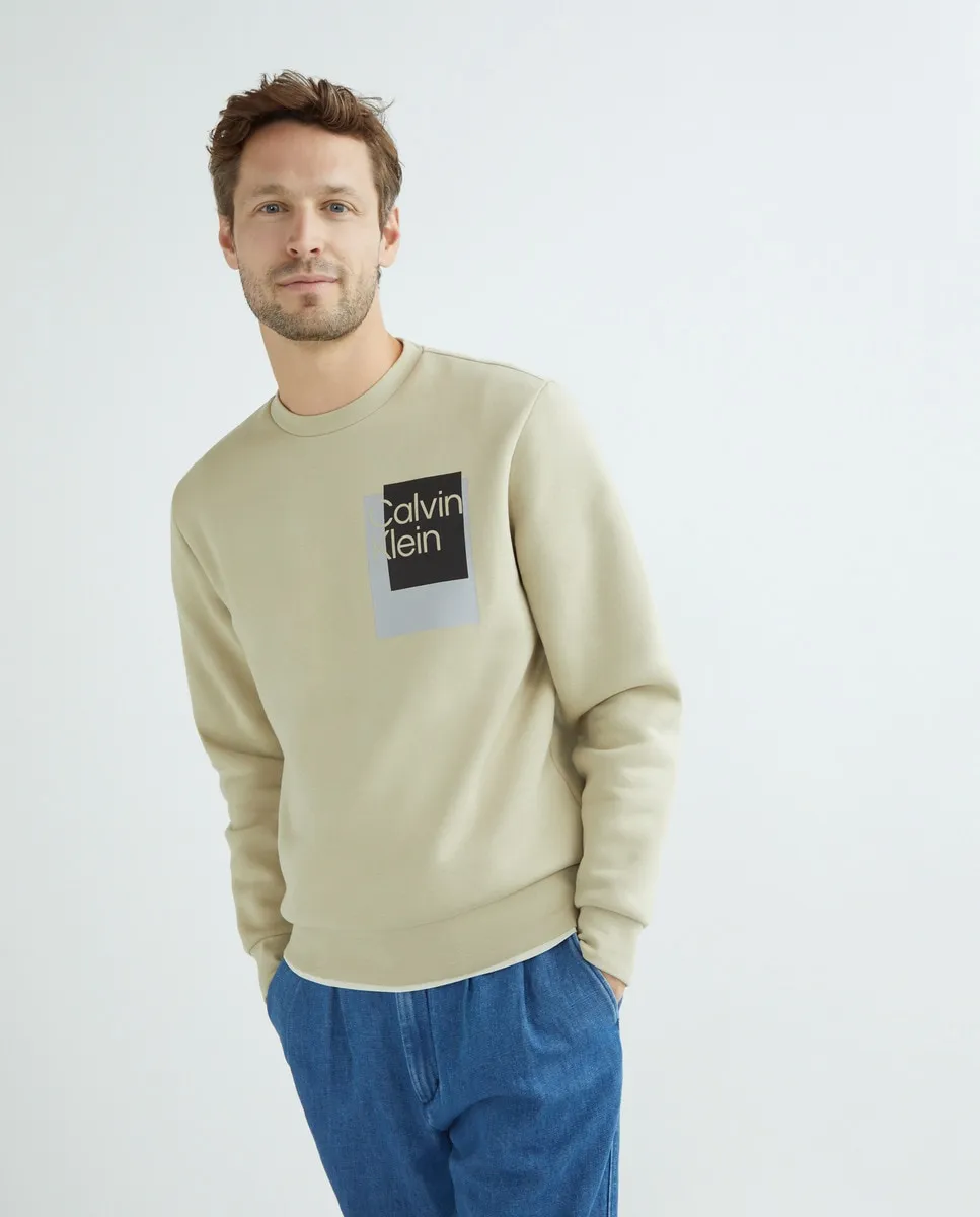 

Мужская толстовка с логотипом Calvin Klein, бежевый