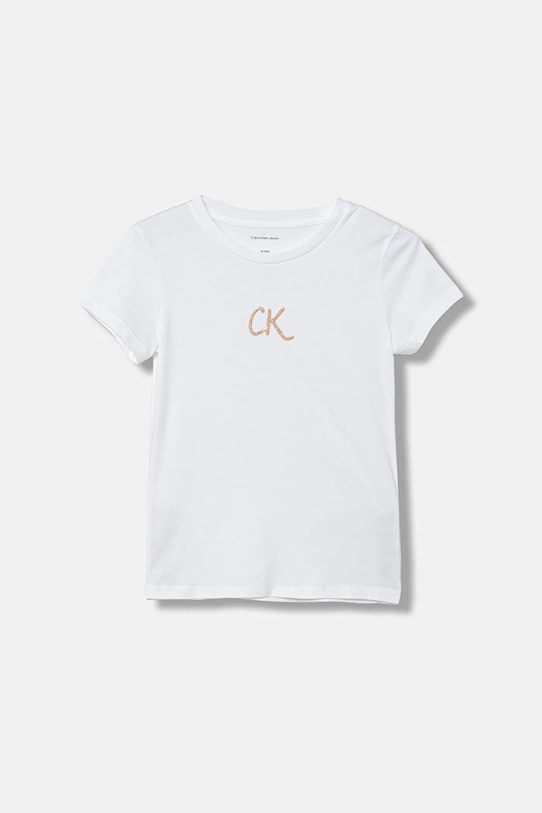 

Детская хлопковая футболка Calvin Klein Jeans, белый