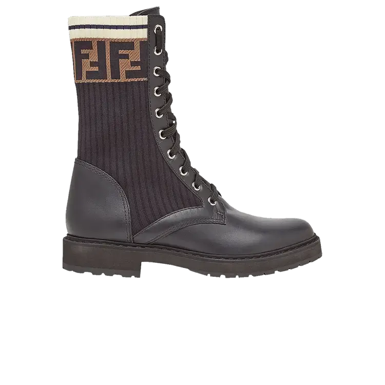 Ботинки Fendi Wmns FF Rockoko Biker Boot Black Brown, черный