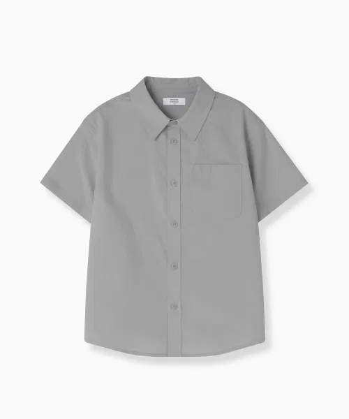 Унисекс хлопковая рубашка с короткими рукавами MUSINSA STANDARD KIDS серая — фото 2
