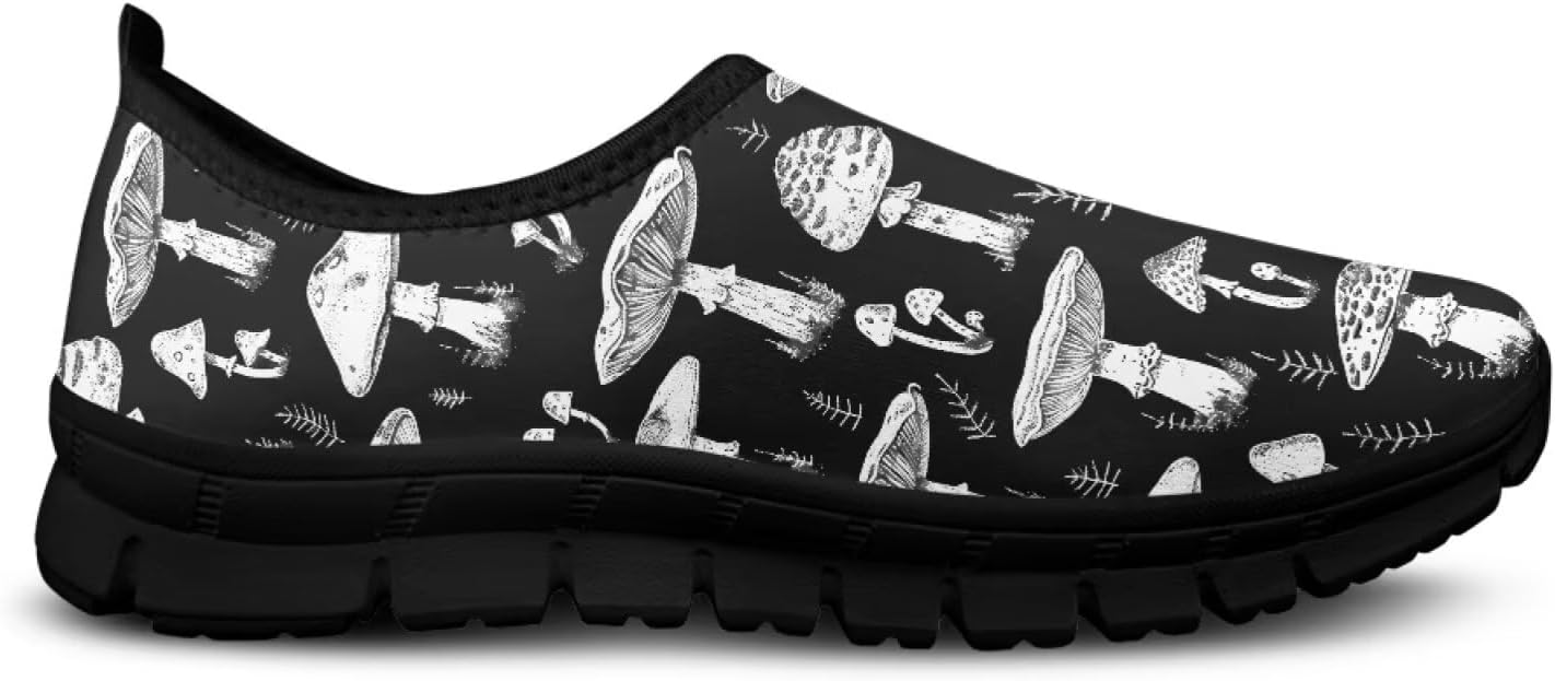 

Кеды-слипоны Binienty для женщин и мужчин с художественным принтом, удобные для путешествий, с круглым носком, плоской подошвой, обувь для медсестер, Retro Mushroom