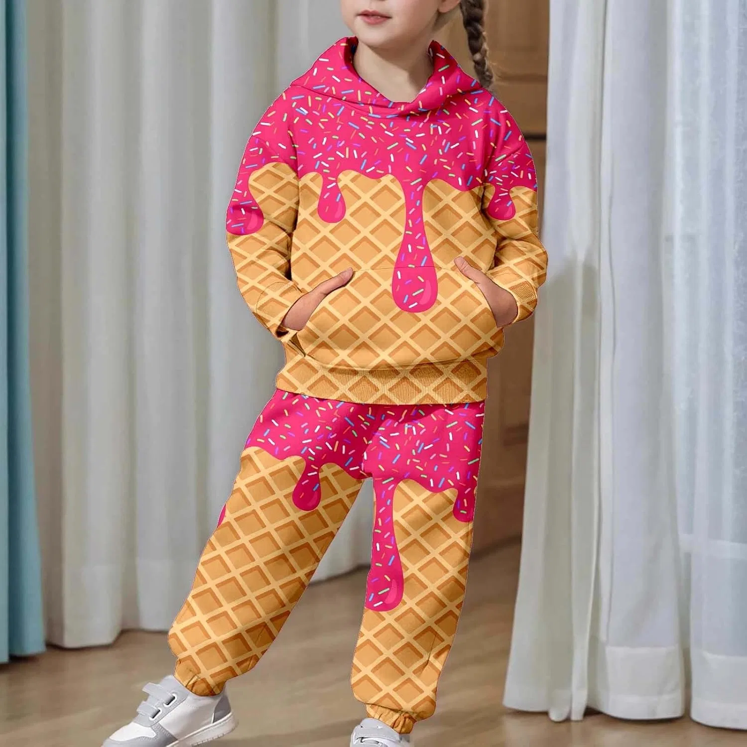 Детский спортивный костюм с принтом мороженое, Generic, 13-pink — фото 2