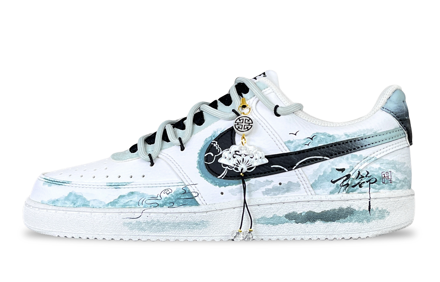 

Nike Кроссовки Court Vision 1 с низким верхом, устойчивые к истиранию и скольжению, мужские, дымчато-синие
