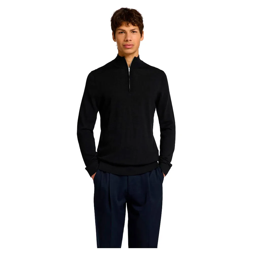 

Свитер Selected Tray half zip, черный