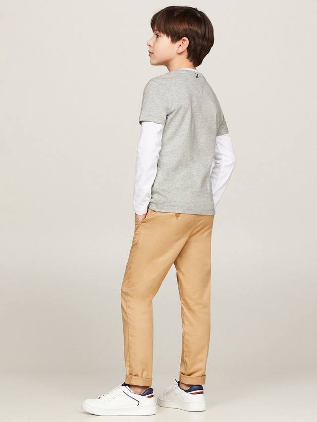 Детский базовый топ с коротким рукавом и круглым вырезом Tommy Hilfiger, Grey Heather — фото 2