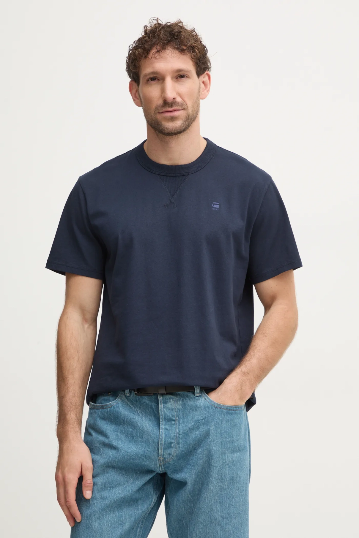 

Хлопковая футболка G-Star Raw, темно-синий