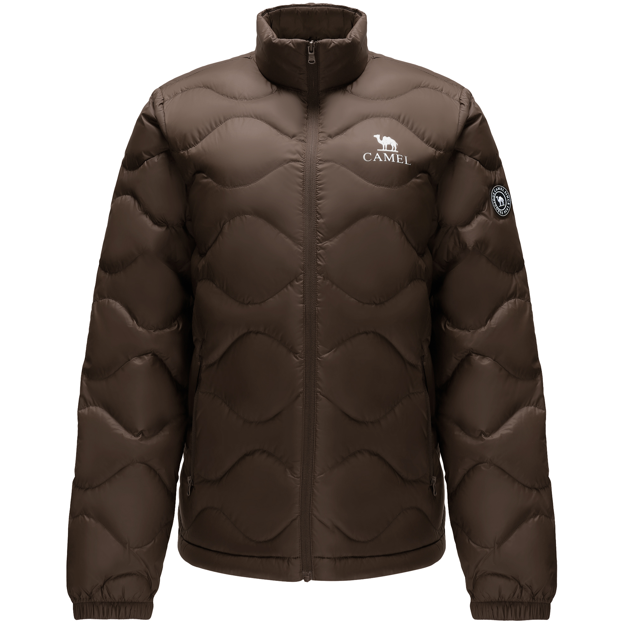 

Пуховик женский со стойкой, легкая куртка-пуховик CAMEL, темно-coffee