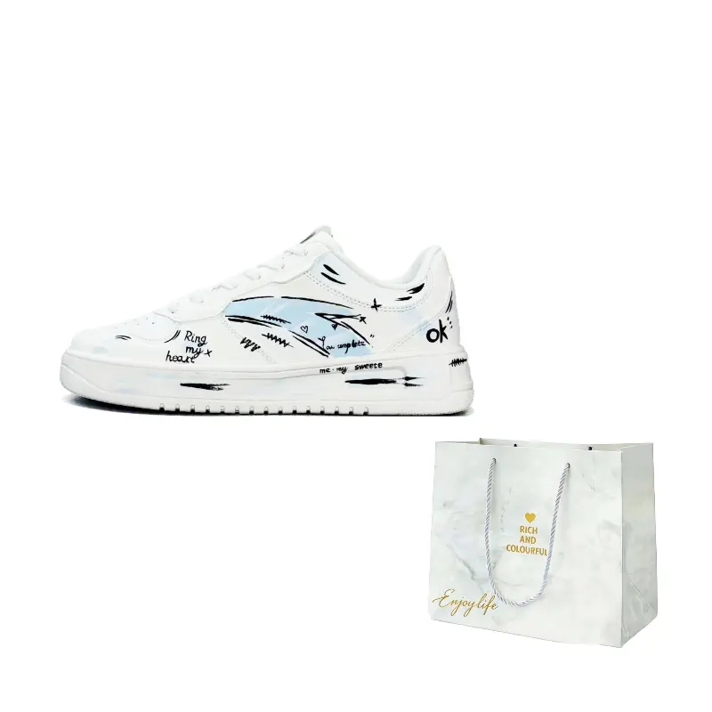 

ANTA Легкие низкие кроссовки для скейтбординга Easy Ocean Wide Sky из износостойкой синтетической кожи, унисекс, бело-голубые