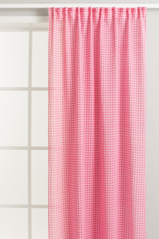 

Комплект из 2 штор в клетку из смеси льна H&M, 120x250 см, розовый