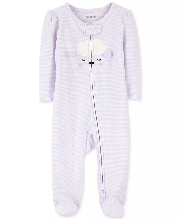 

Детский комбинезон с ножками из хлопка для сна и прогулок Baby Girls Lamb с двусторонней молнией Carter's, фиолетовый