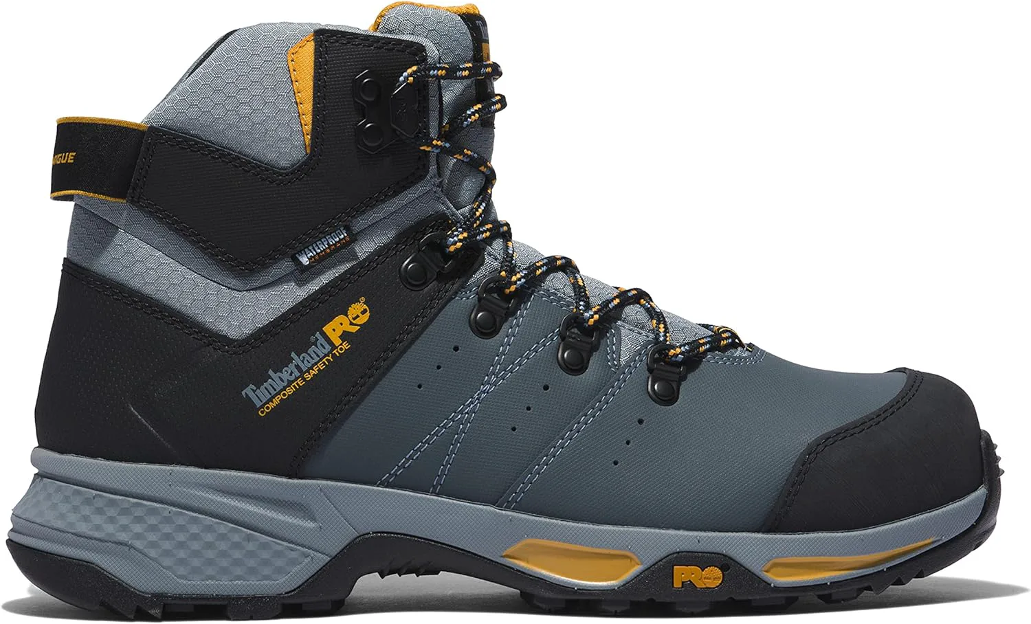 Мужские рабочие ботинки Timberland PRO Switchback с композитным носком, водонепроницаемые, высота 6 дюймов, серый/желтый — фото 4