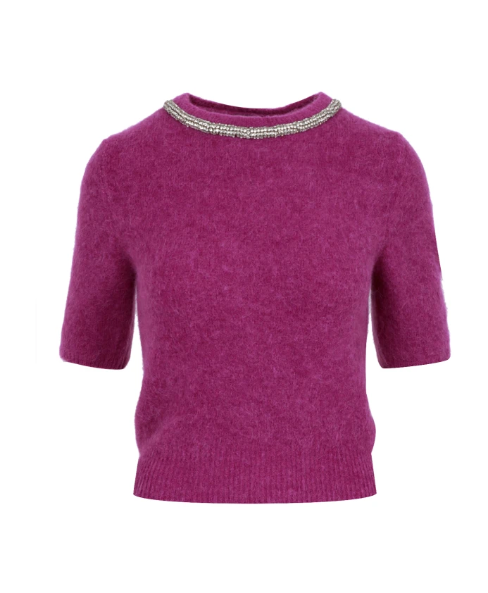 

Свитер со стразами и завязками Simona Corsellini, розовый