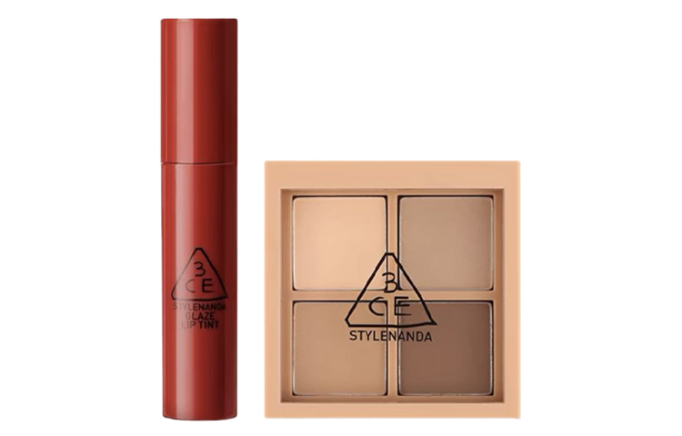 

Тени для век в 4 оттенках жидкая помада набор косметики легко растушевывается цвет лица 3,5г+5г 3CE