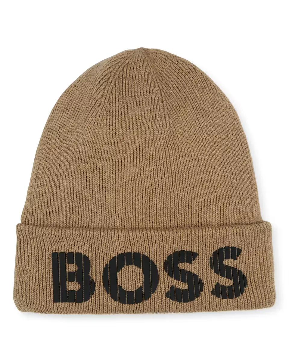 

Детская шапочка из хлопка коричневого цвета BOSS Kidswear