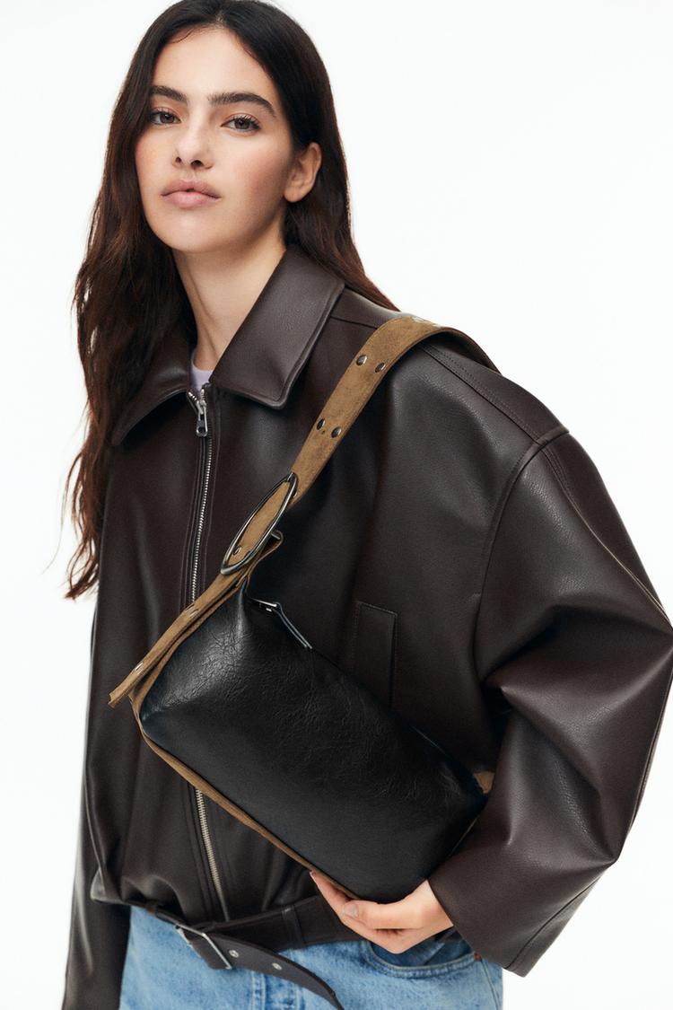 

Контрастная сумка через плечо Pull And Bear, черный