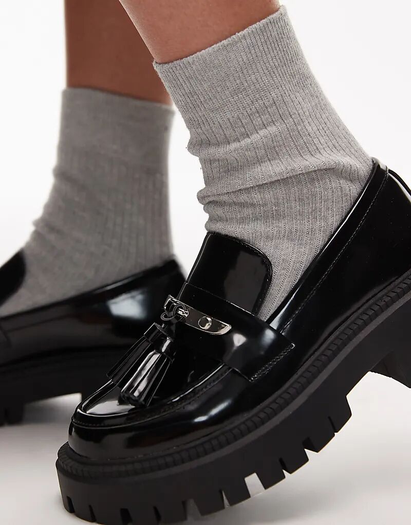 Лоферы Topshop Cameron с кисточками и рифленой подошвой, черного цвета — фото 2