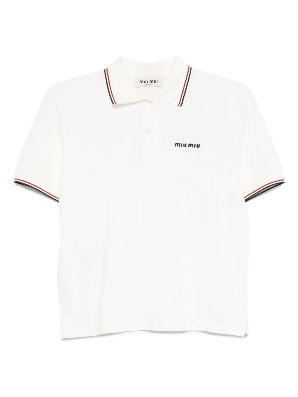 

Рубашка поло с вышитым логотипом MIU MIU, белый
