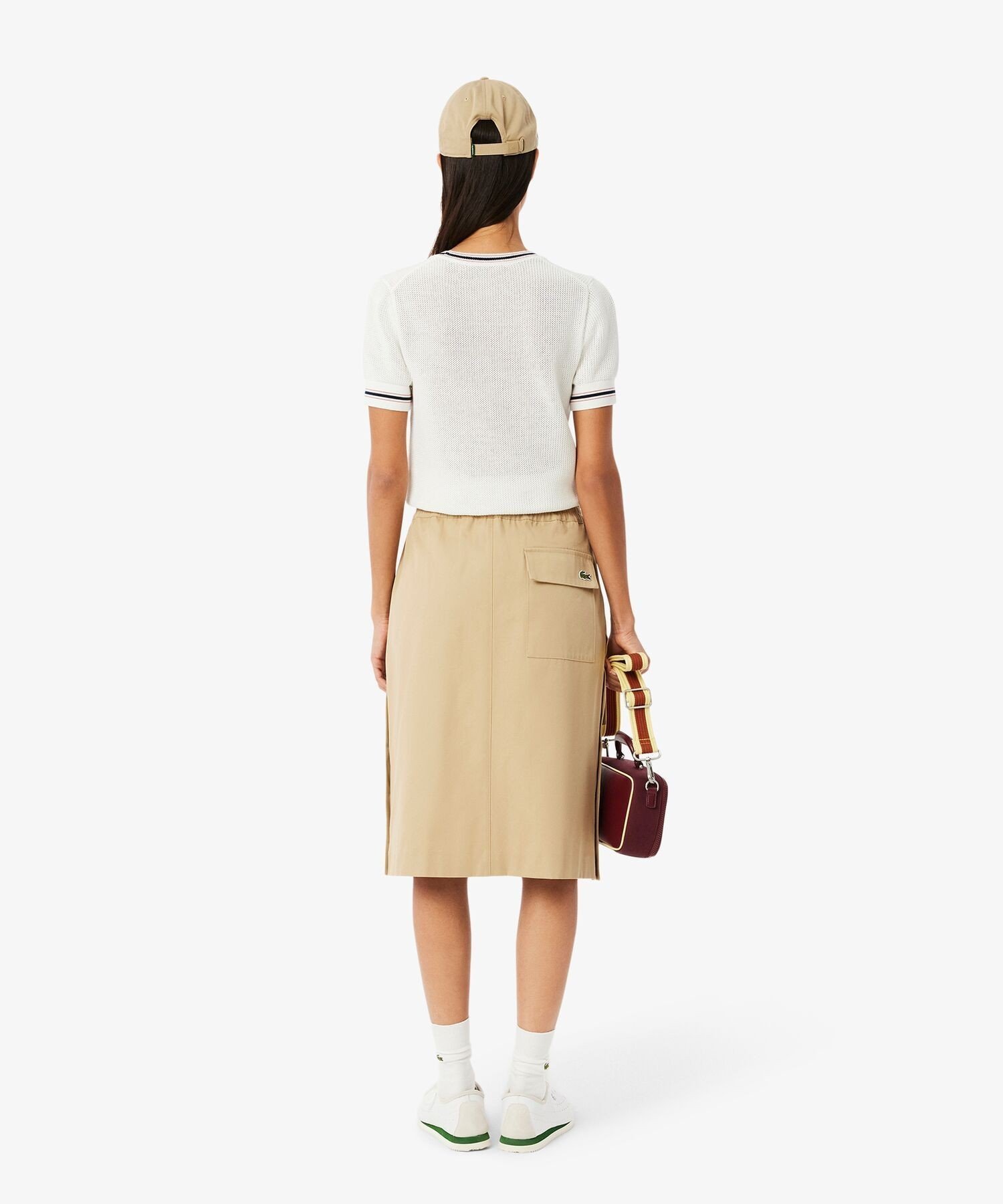 Юбка LACOSTE Асимметричная с карманами-карго, Бежевая — фото 3
