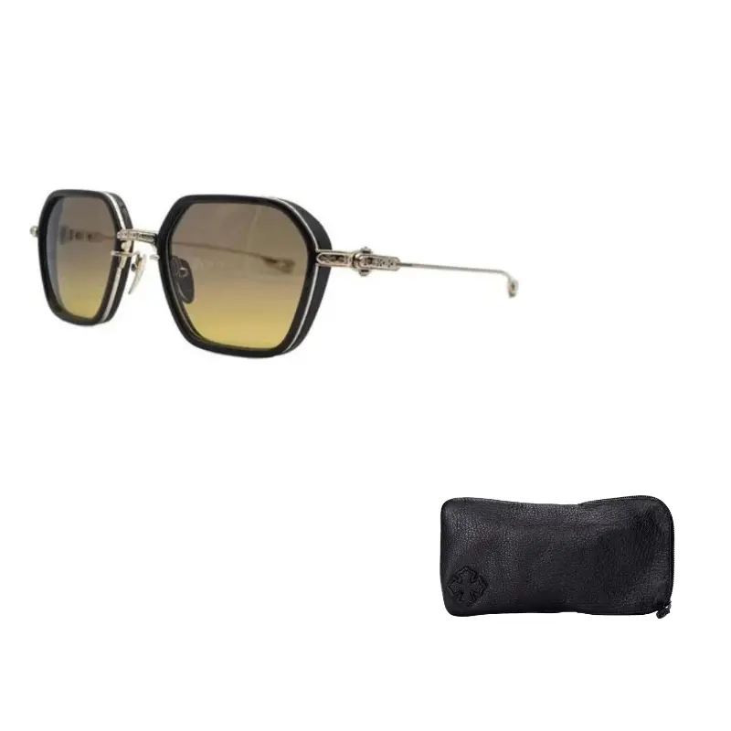 

Солнцезащитные очки мужские, 925 Sterling Silver, Titanium Gold Plated, Irregular Shape Chrome Hearts, коричневый