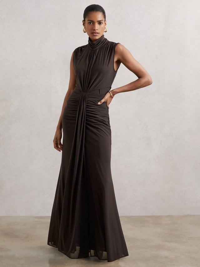 

Платье макси Daniella без рукавов с драпировкой Reiss, Grape