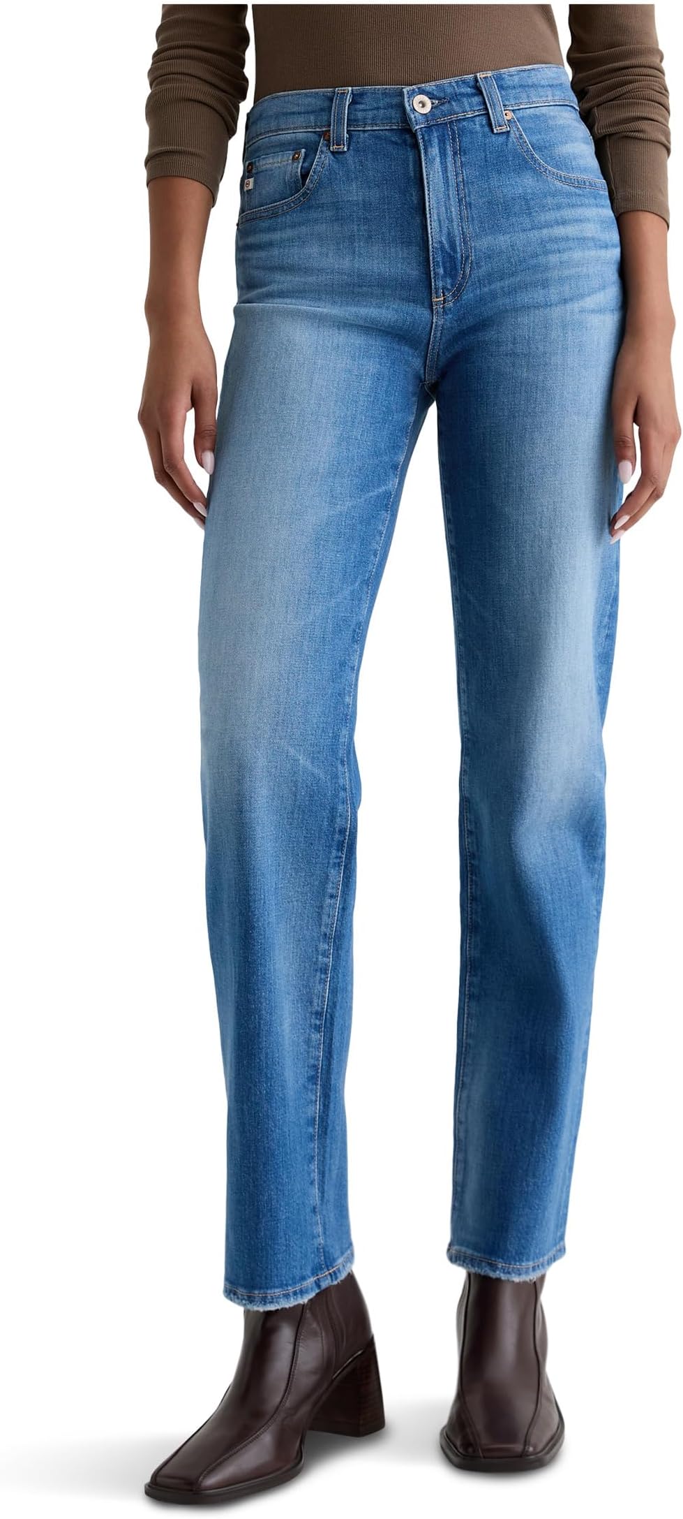 

Джинсы AG Jeans Brinley Mid Rise Straight In 13 Years Allure, цвет 13 Years Allure