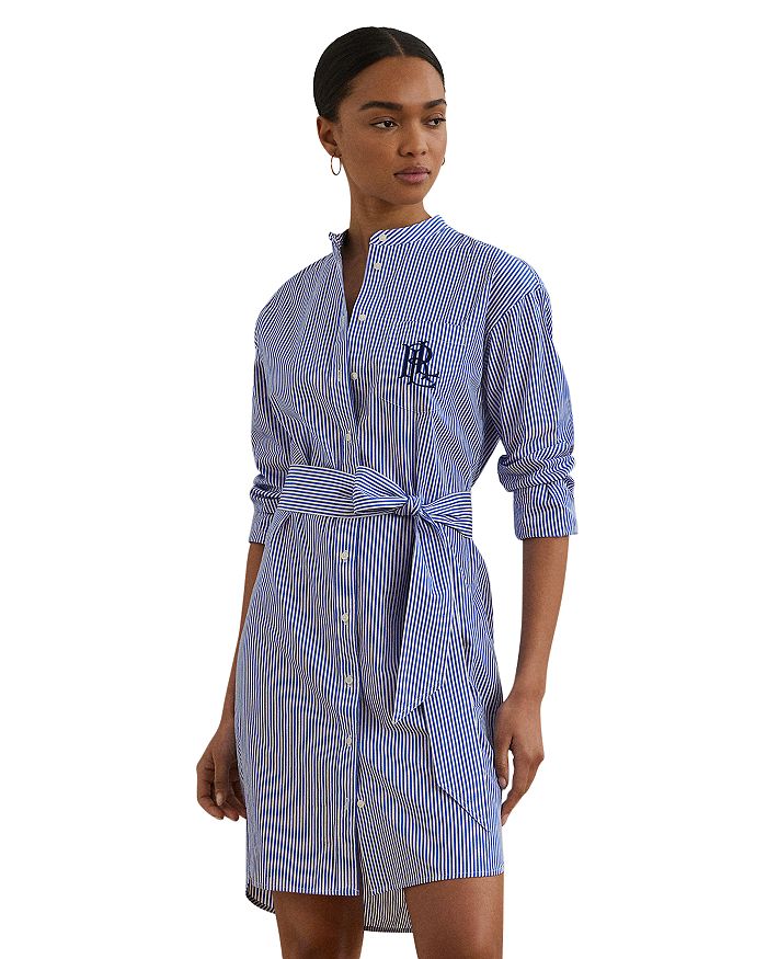 

Платье-рубашка из тонкого сукна с полосатым поясом Ralph Lauren, мультиколор
