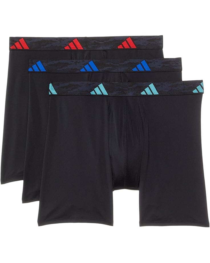 

Боксеры adidas Athletic Fit Microfiber Boxer Brief Underwear 3-Pack, цвет Black/Team Royal Blue/Better Scarlet