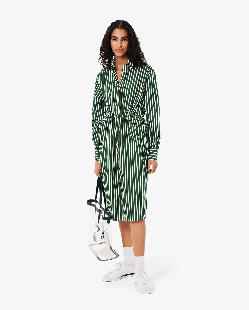 

Платье-рубашка из поплина в полоску Lacoste, зеленый
