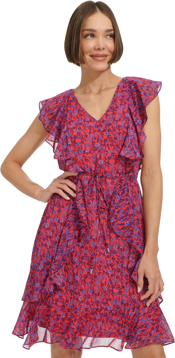 

Платье Tommy Hilfiger Fit and Flare Dress, цвет Guava/Amparo Blue