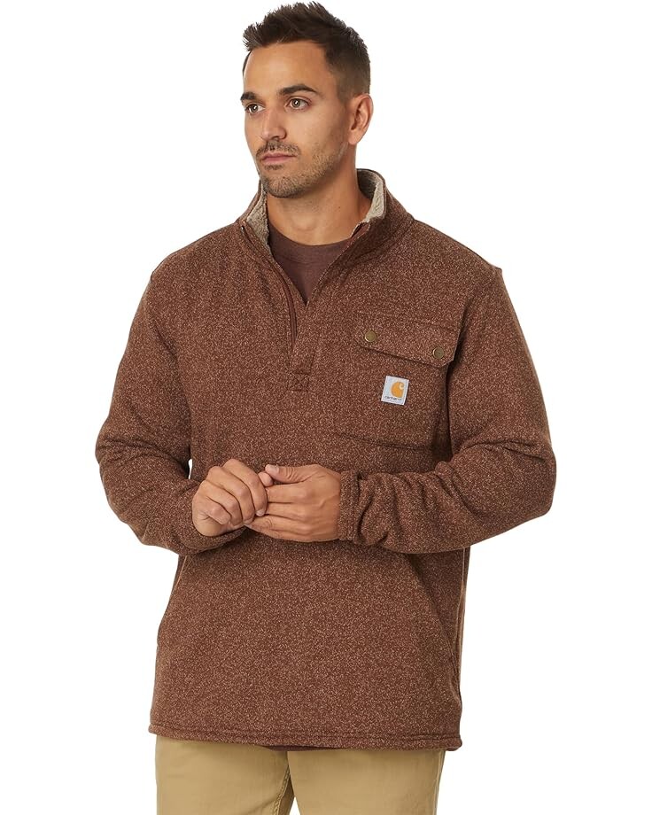 

Свитер Carhartt Relaxed Fit Midweight 1/4 Zip Pocket Sweater Fleece, цвет Mocha