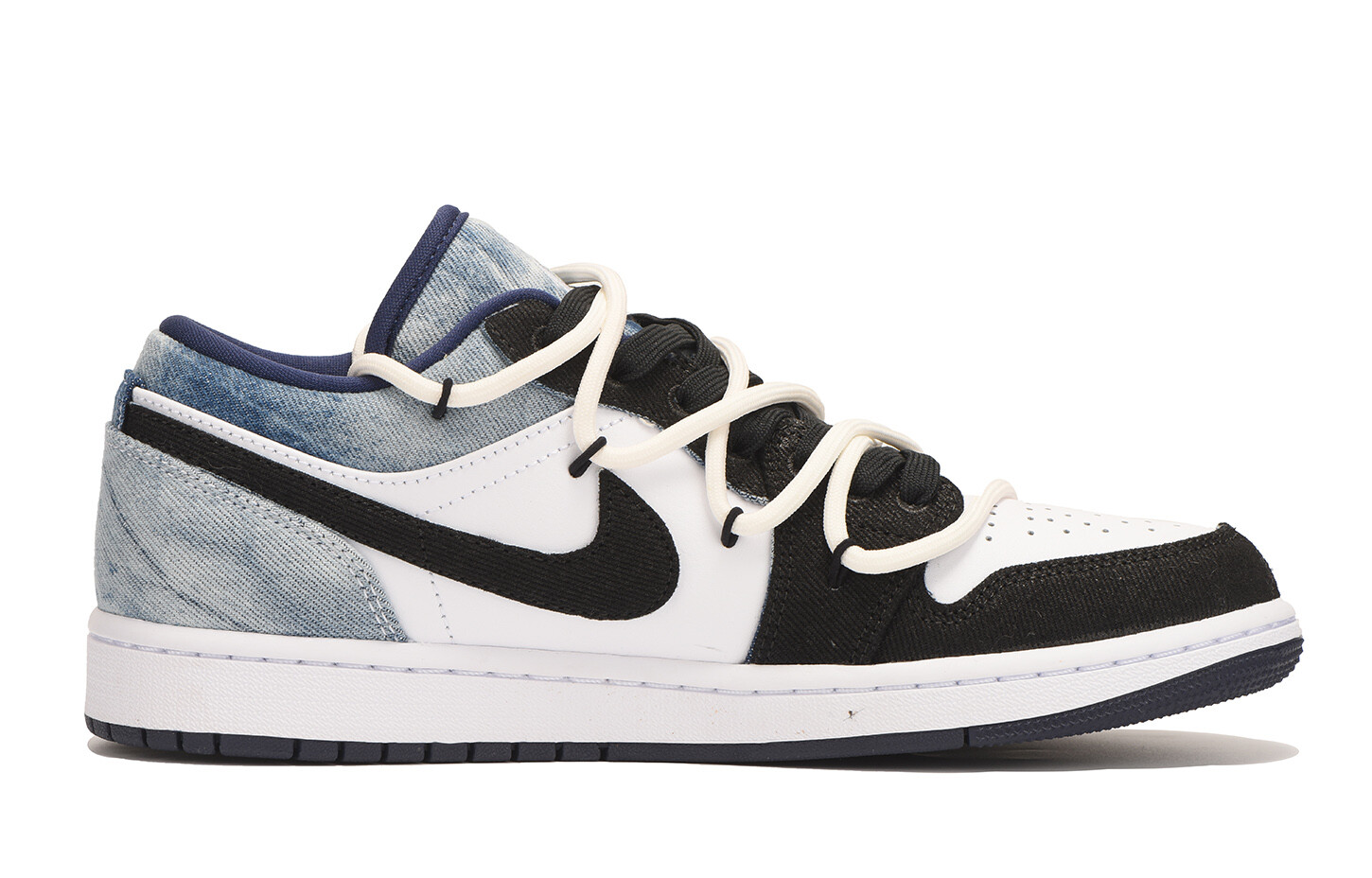 Кроссовки Air Jordan 1 Vintage Basketball Shoes Men Low-top Black, синий — фото 3