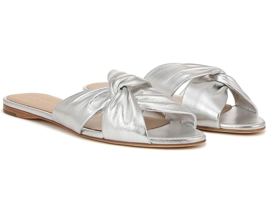 

Сандалии Veronica Beard Seraphina Flat Slides, цвет Silver Leather