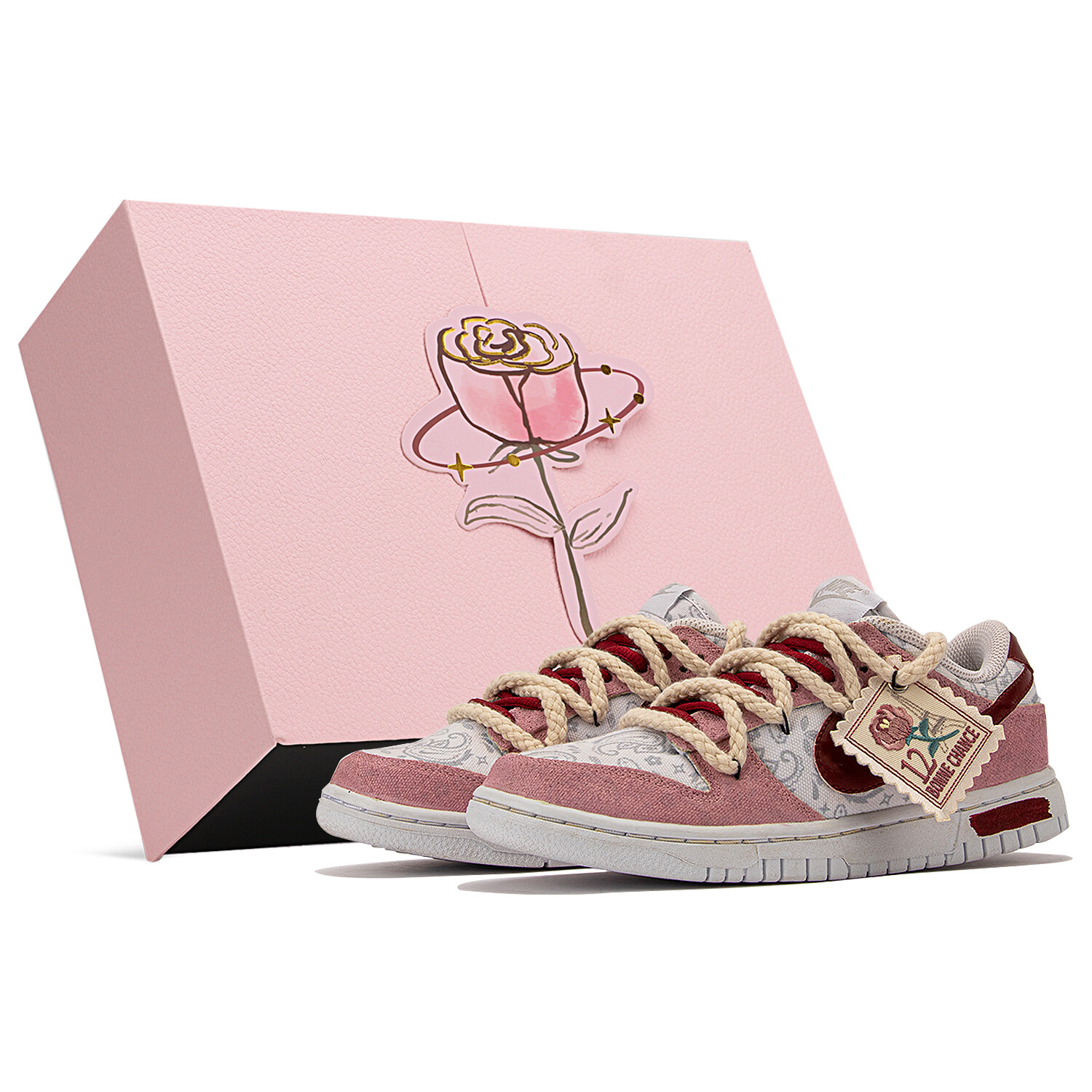 

Кроссовки Nike Dunk Skateboarding Shoes Women's Low-top Red/white, красный
