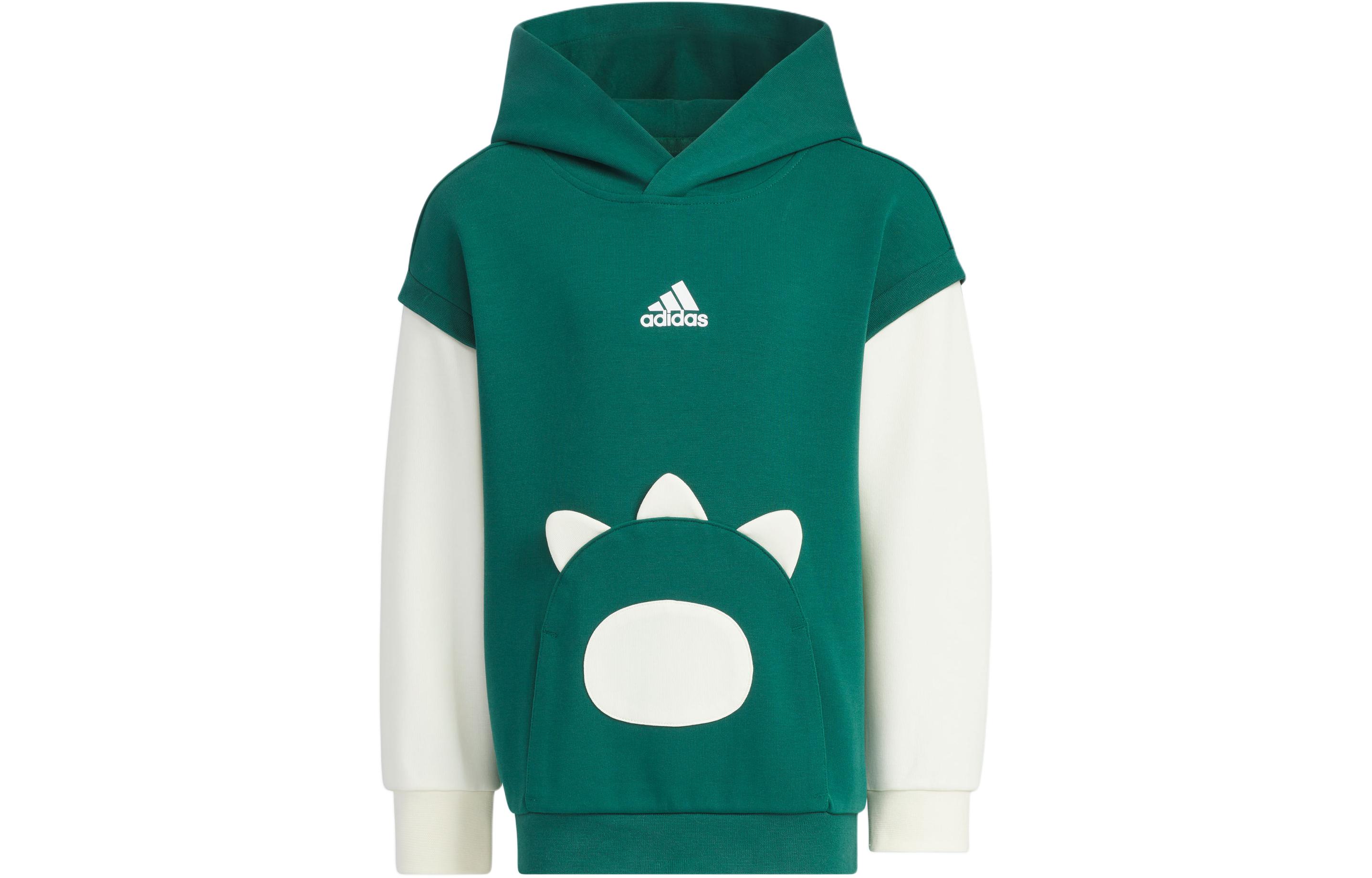 Куртки пальто спортивная одежда вязаный худи forest green/ecru kids' Adidas, зеленый/экрю — фото 3