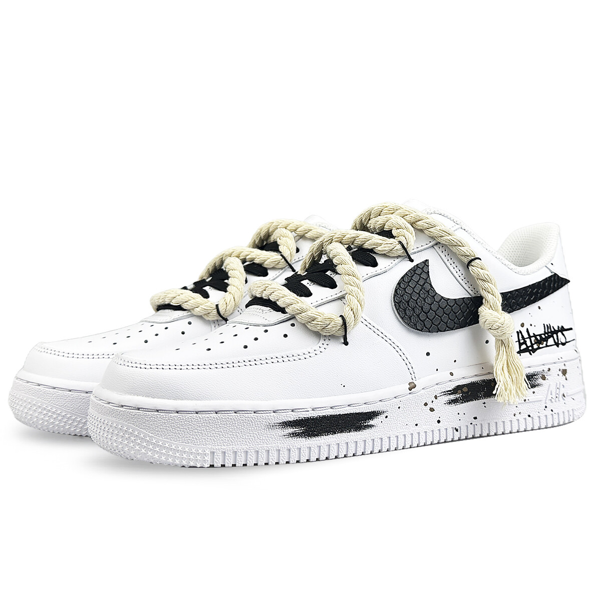 Кроссовки Nike Air Force 1 Skateboarding Shoes Unisex Low-top White/Black, белый/черный — фото 4