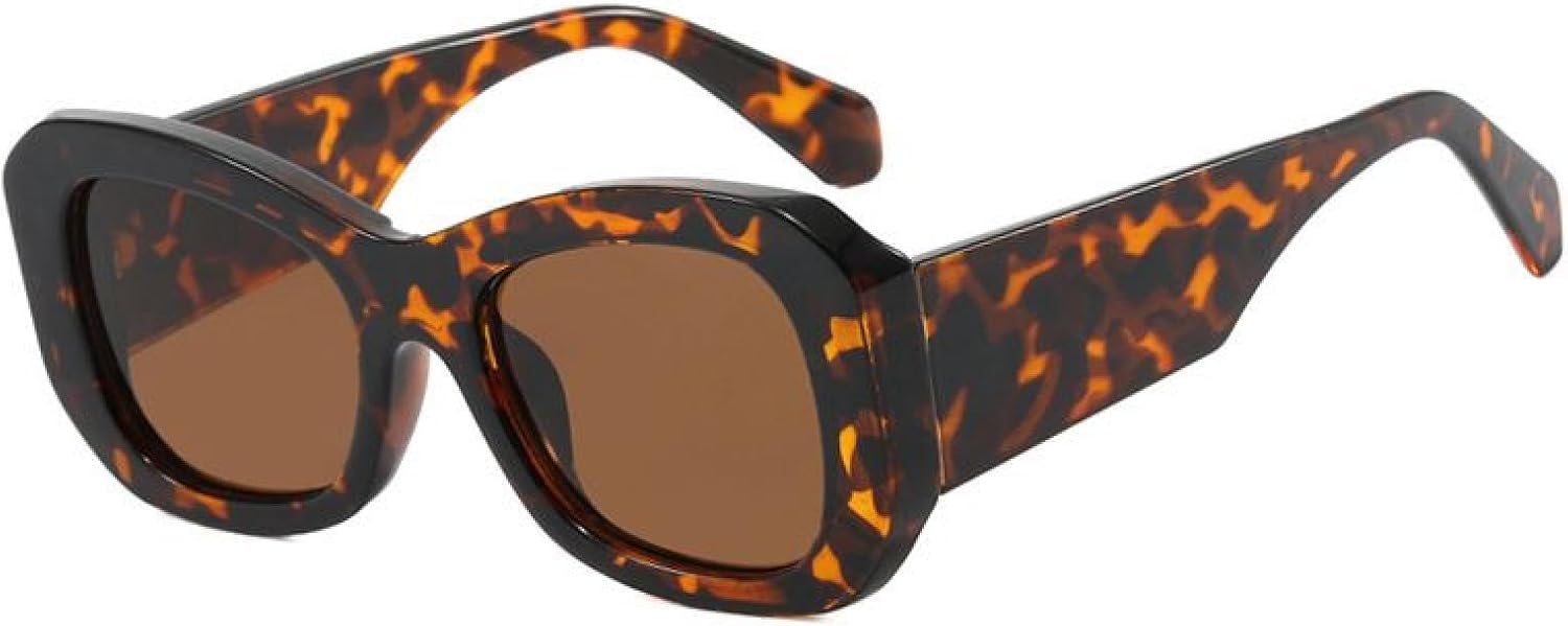 

Солнцезащитные очки в крупной оправе для женщин и мужчин, роскошные винтажные солнцезащитные очки в стиле панк, широкие дужки, защита от УФ-излучения UV400 TYUVIVO, Leopard Brown