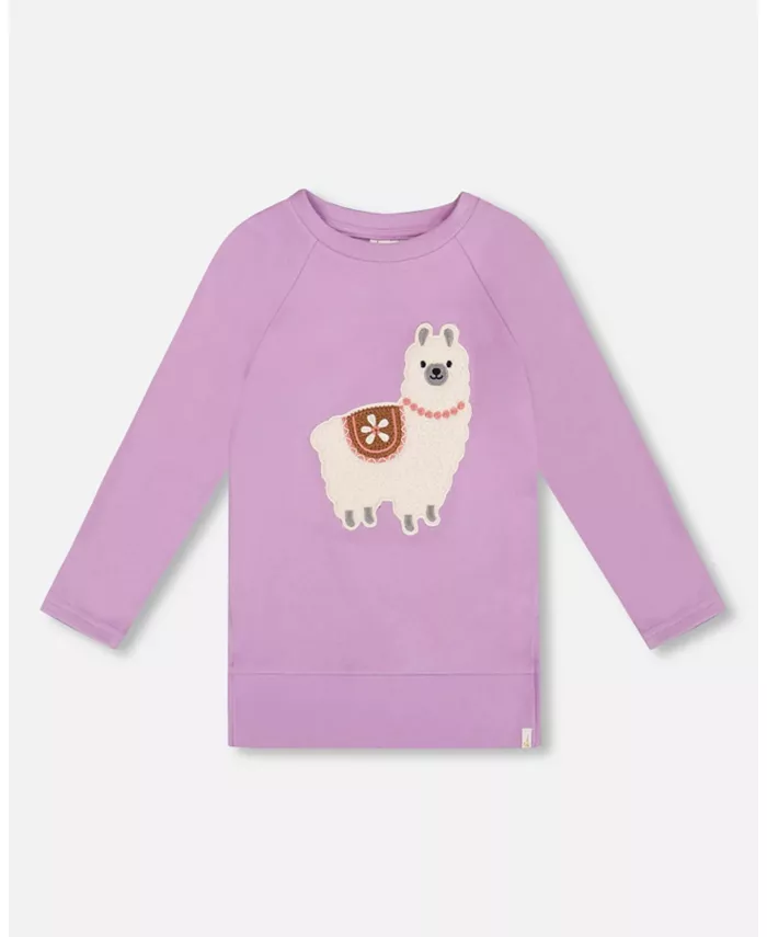 

Супермягкая туника из джерси с начесом для больших девочек, фиолетовая с ламой Deux Par Deux