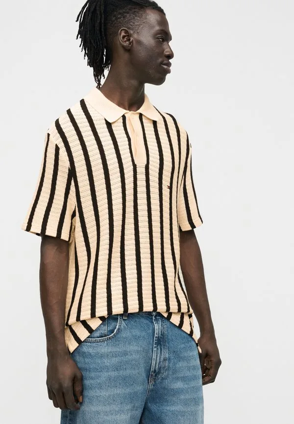 Свободная рубашка-поло свободного кроя Tommy Hilfiger, Muslin/Black — фото 4
