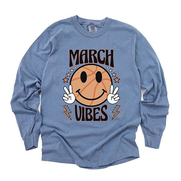 

Футболка с длинным рукавом March vibes баскетбольная garment dyed Simply Sage Market, Blue Jean