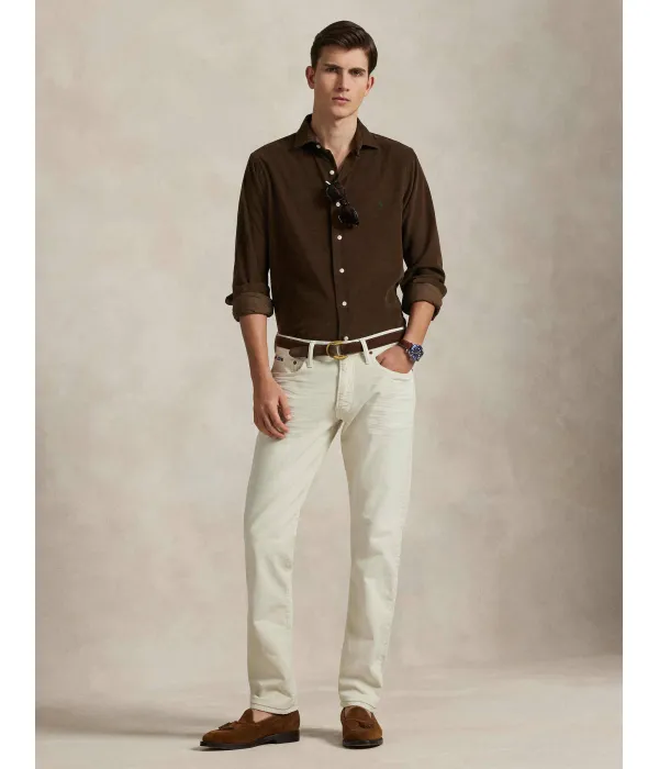 Вельветовая рубашка Slim fit Polo Ralph Lauren, коричневый — фото 2